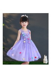 Little Big Girls Summer Embroidered Flower Dress Girl Birthday Party Princess Dress for Wedding